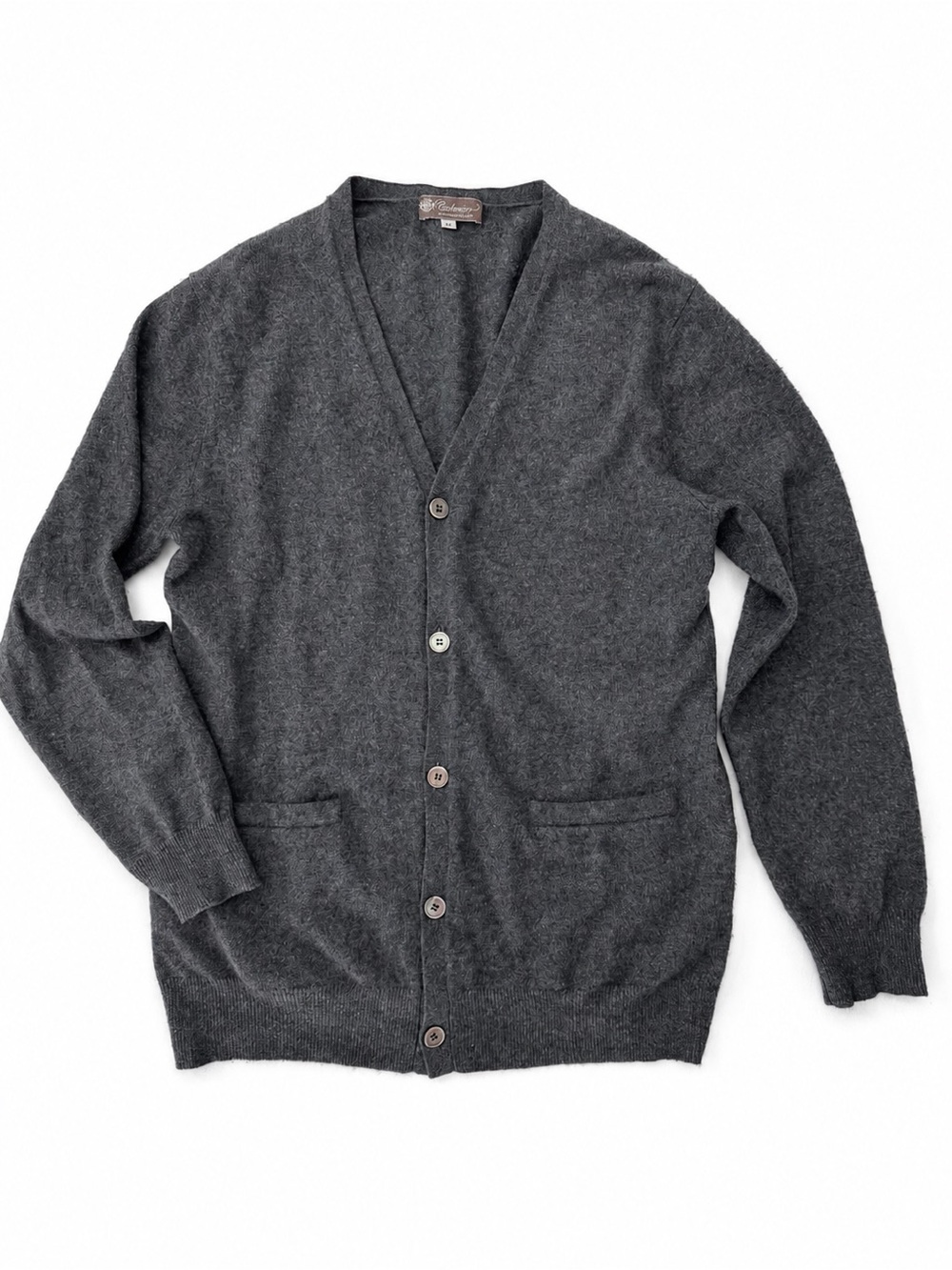 Cashmere Boutique 100% Cashmere Cardigan Sweater Men’s M Gray Button Front